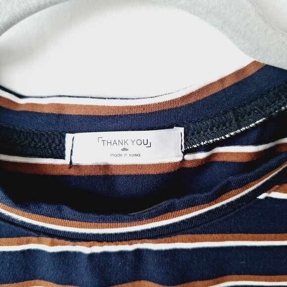 Classic Striped Boxy T-Shirt - Navy and Brown - Picture 3 of 7